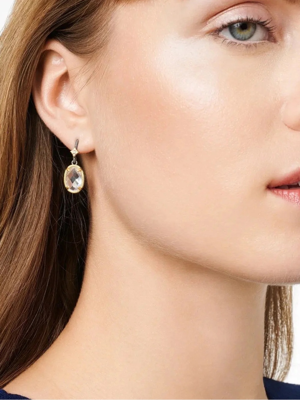 New Freida Rothman 925 Sterling Silver Stamped Faceted Crystal Drop Earrings - Picture 4 of 12